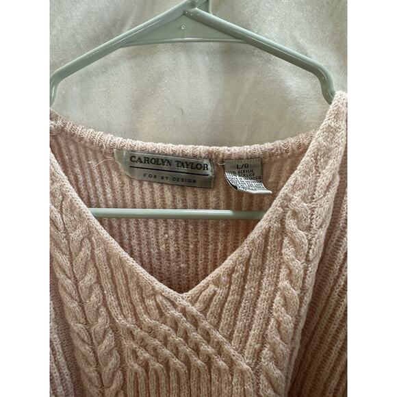 Vintage Carolyn Taylor Pink Cable Knit Sweater Women’s Size L - Picture 5 of 6